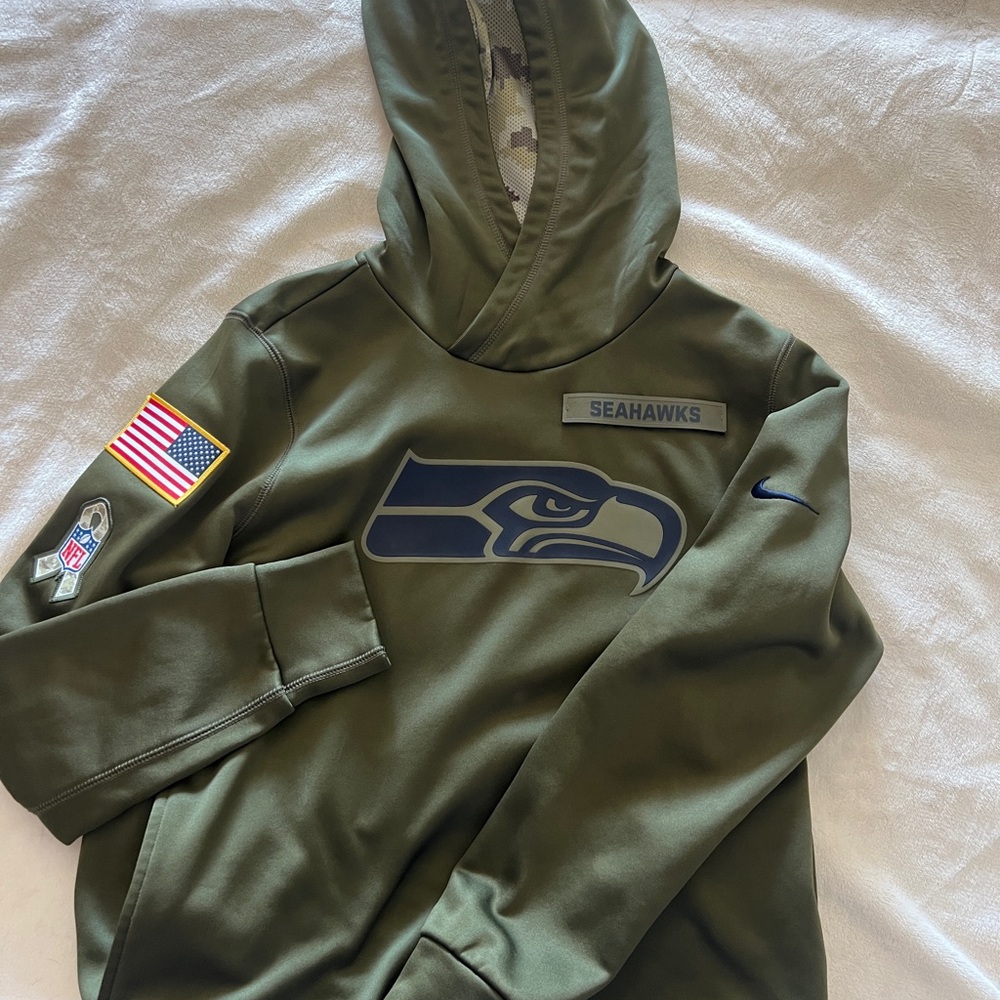 Seahawks NFL Olive Green Nike Team Apparel Pullover with Logos